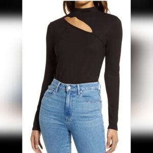 Halogen Black Long Sleeve Cut Out Top